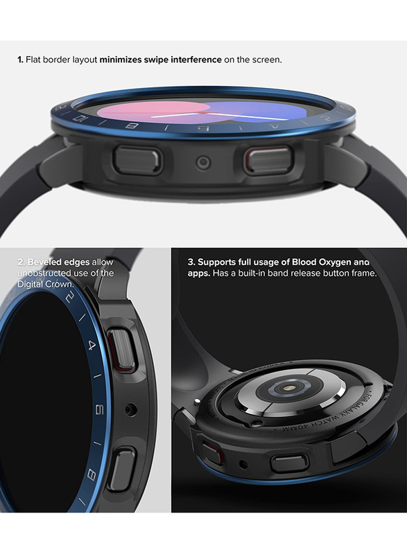 Ringke Air Sports + Bezel Styling Compatible With Samsung Galaxy Watch 5 40mm , Flexible Shockproof TPU Case with Adhesive Aluminum Frame Ring Cover - Black + 40-12